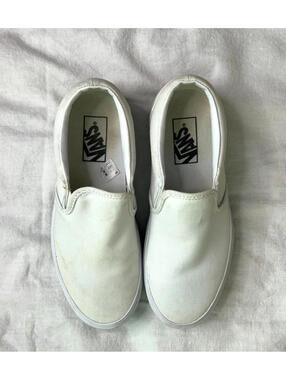 Vans Classic White Slip-On Sneakers Women's Size 7.5 Canvas Shoes